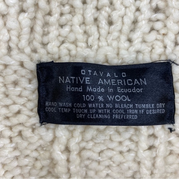 Otavalo Native American Sz Medium Beige Zip Sweater Chunky Cozy Wool Sweater - Picture 4 of 6